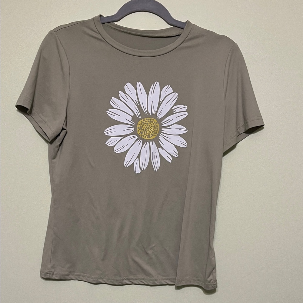 Olive Green Daisy Graphic Women's Top